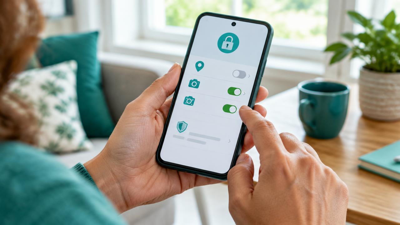 Revisão de permissões de privacidade em um celular